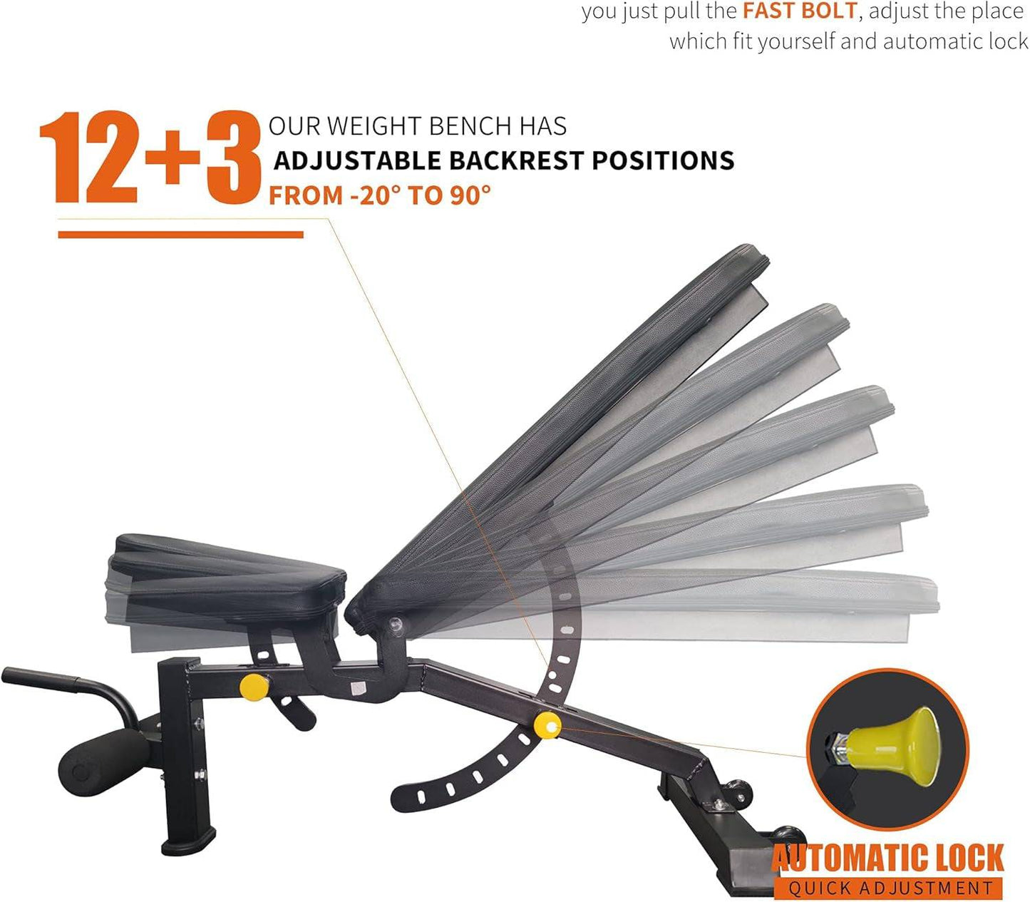 Home Gym Weight Bench - Adjustable Weight Bench for Total Body Workout -