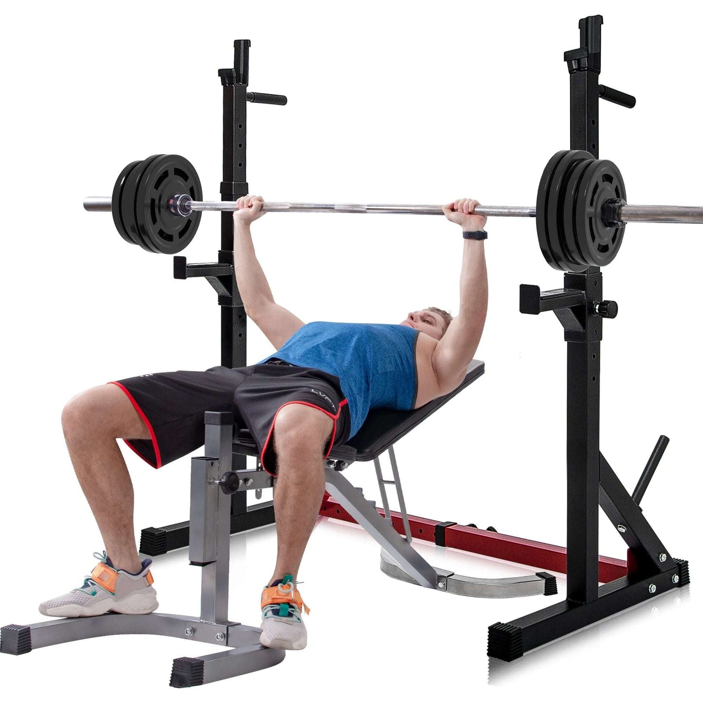 Adjustable Weight Lifting Bench with Barbell Stand - 550lb Capacity for Home Gym Fitness -