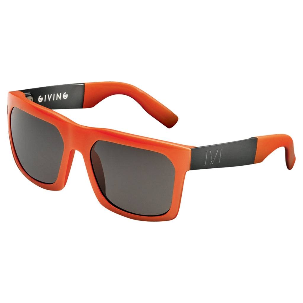 Polished Blood Orange Sunglasses - Brushed Gunmetal Frame with Grey Lens -