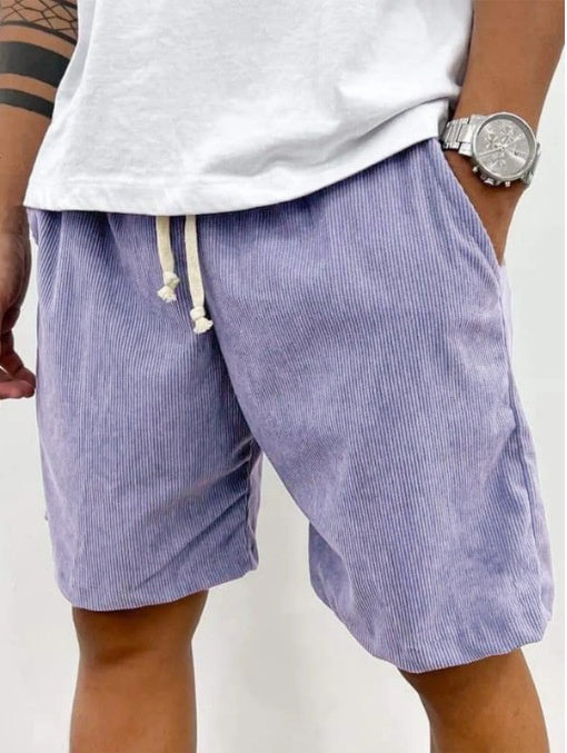Men's Shorts Corduroy Drawstring Casual Pockets Summer Pants -