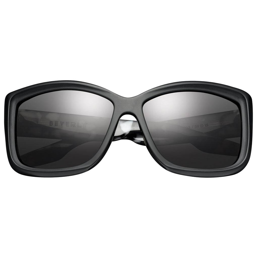 Beverly Matte Black Marble Sunglasses with Grey Lens -