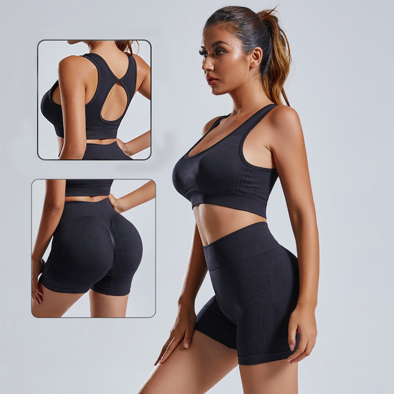 Women's Gym Clothing Set - Yoga, Vest & High Waist Shorts