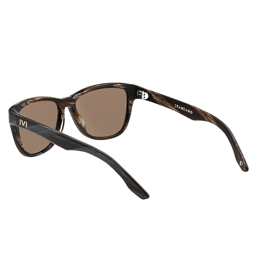 Standard Polished Double Horn Sunglasses with Bronze Polarized Lens -