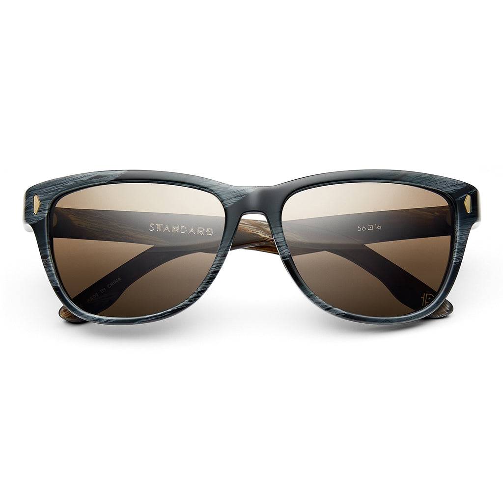 Standard Polished Double Horn Sunglasses with Bronze Polarized Lens -