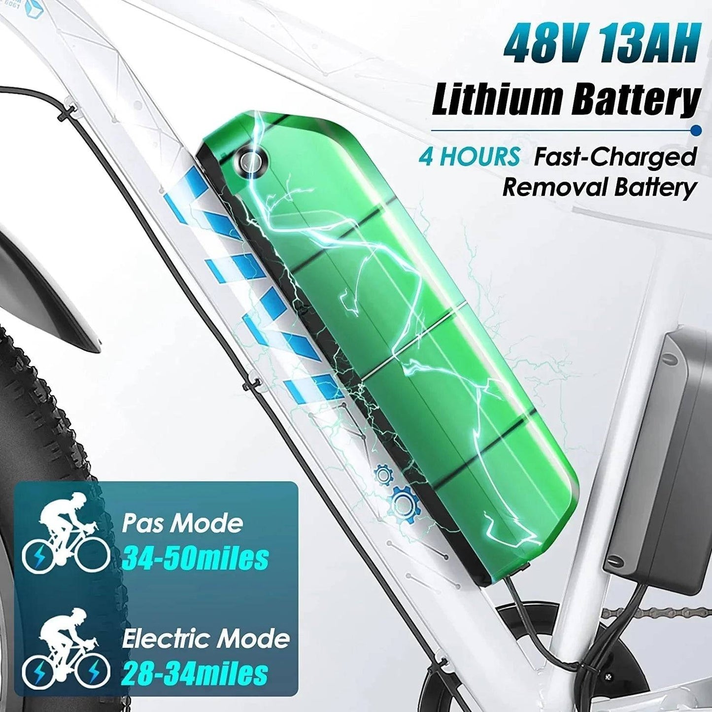 Electric Bike 26" X 4.0 Fat Tire Electric Bike All Terrain 48V 500W -