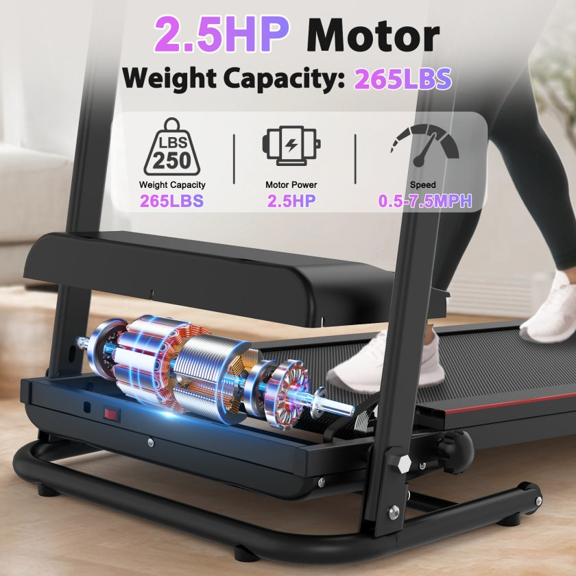 Foldable Treadmill with 2.5HP Motor, 12 Programs & 3-Level Incline