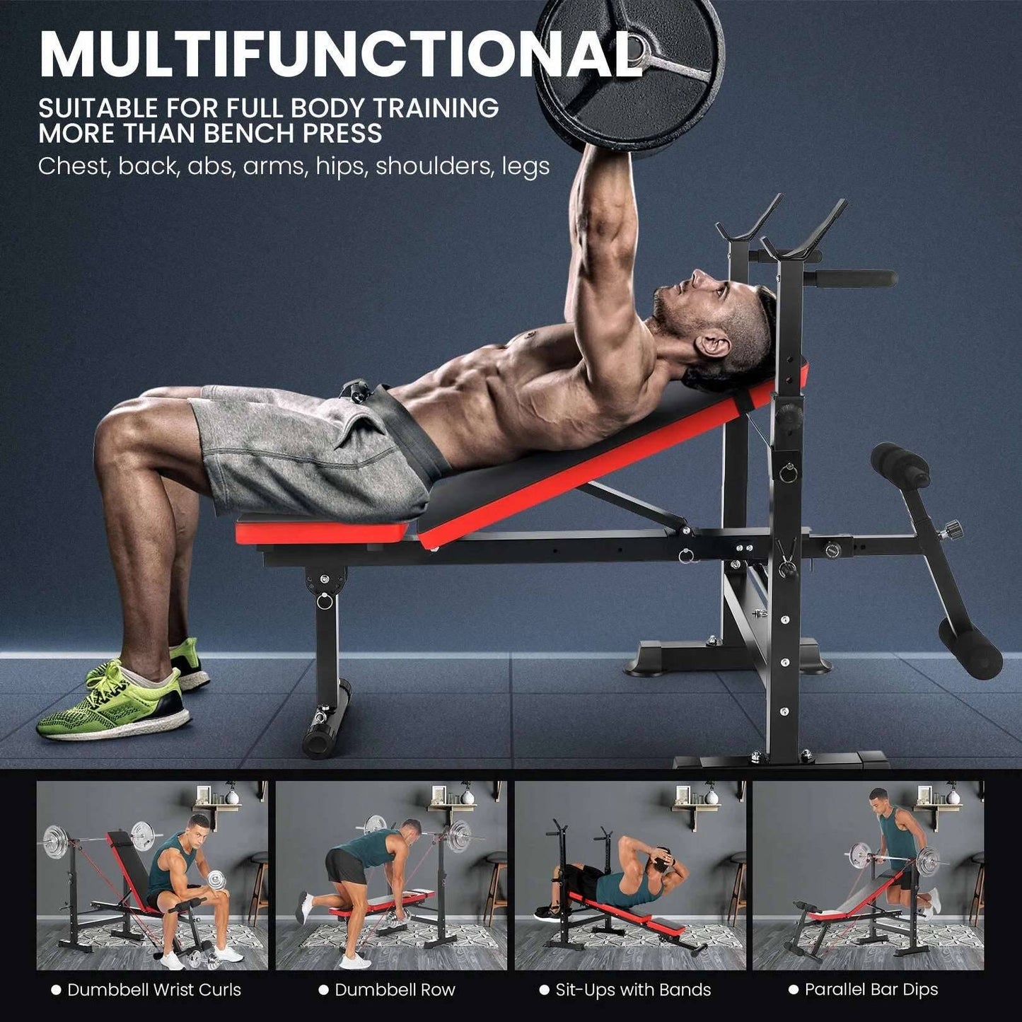 Adjustable Weight Bench Set - 6 in 1 Bench Press for Versatile Workout -