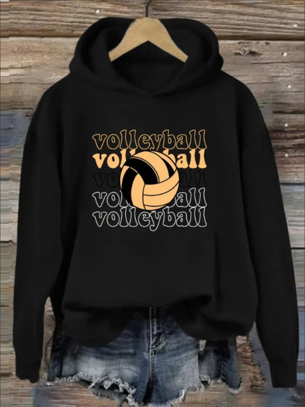Volleyball Hoodie for Women - Casual with Lettering and Graphic Print