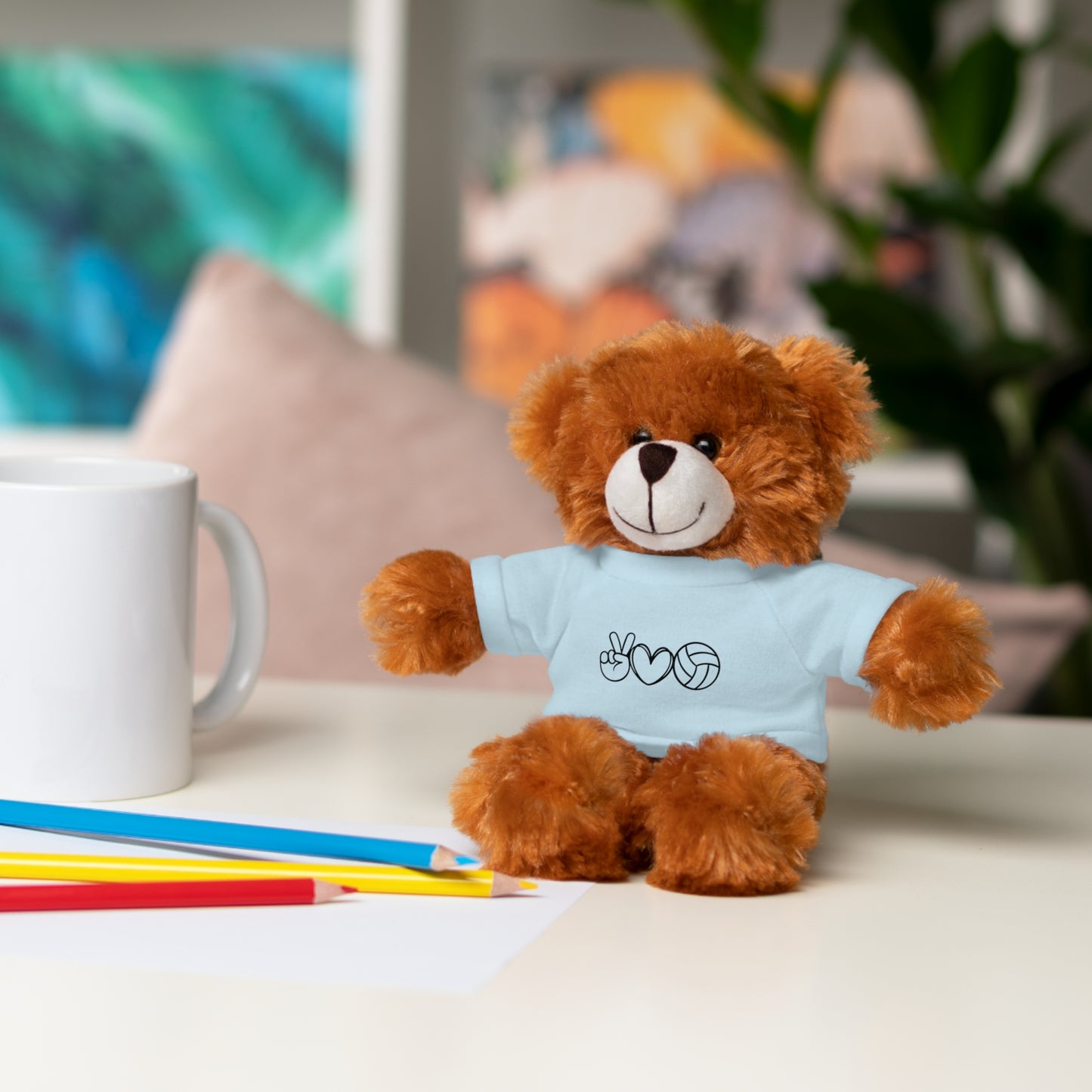 Cute Volleyball Teddy Bear with Tee, Stuffed Animal Gift