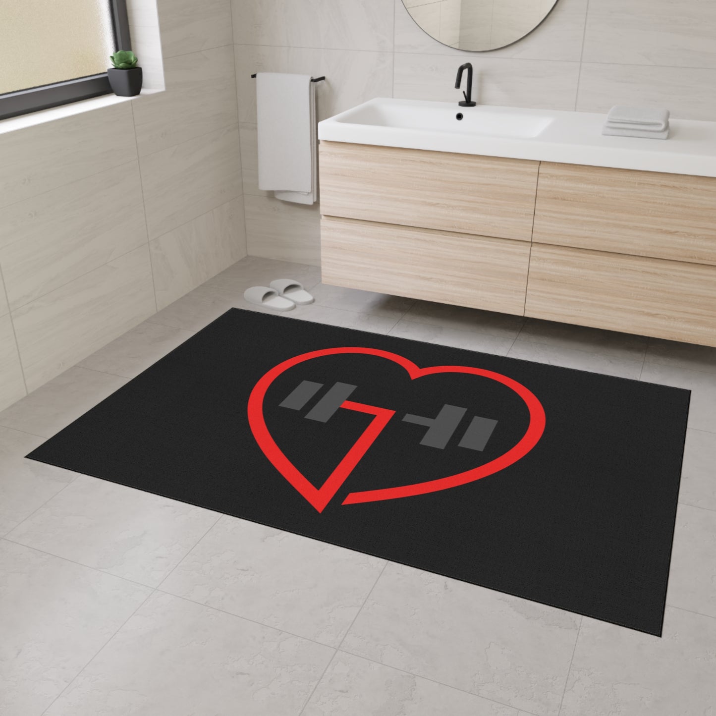 Heart Shape Weightlifting Floor Mat, Gym Decor, Exercise Area Rug, Fitness Floor Covering