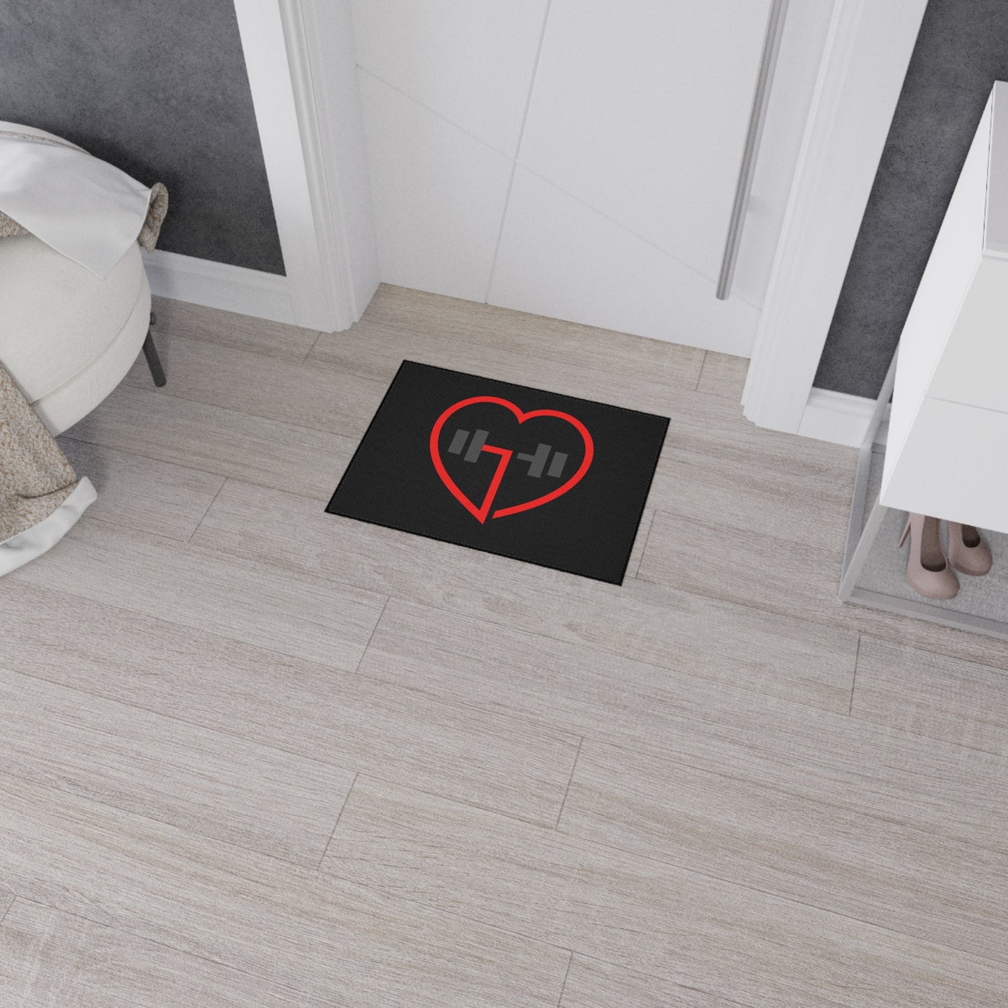 Heart Shape Weightlifting Floor Mat, Gym Decor, Exercise Area Rug, Fitness Floor Covering