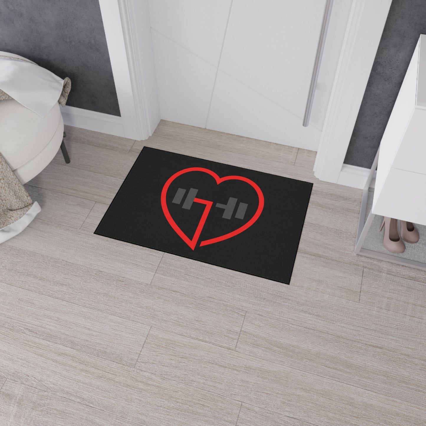 Heart Shape Weightlifting Floor Mat, Gym Decor, Exercise Area Rug, Fitness Floor Covering
