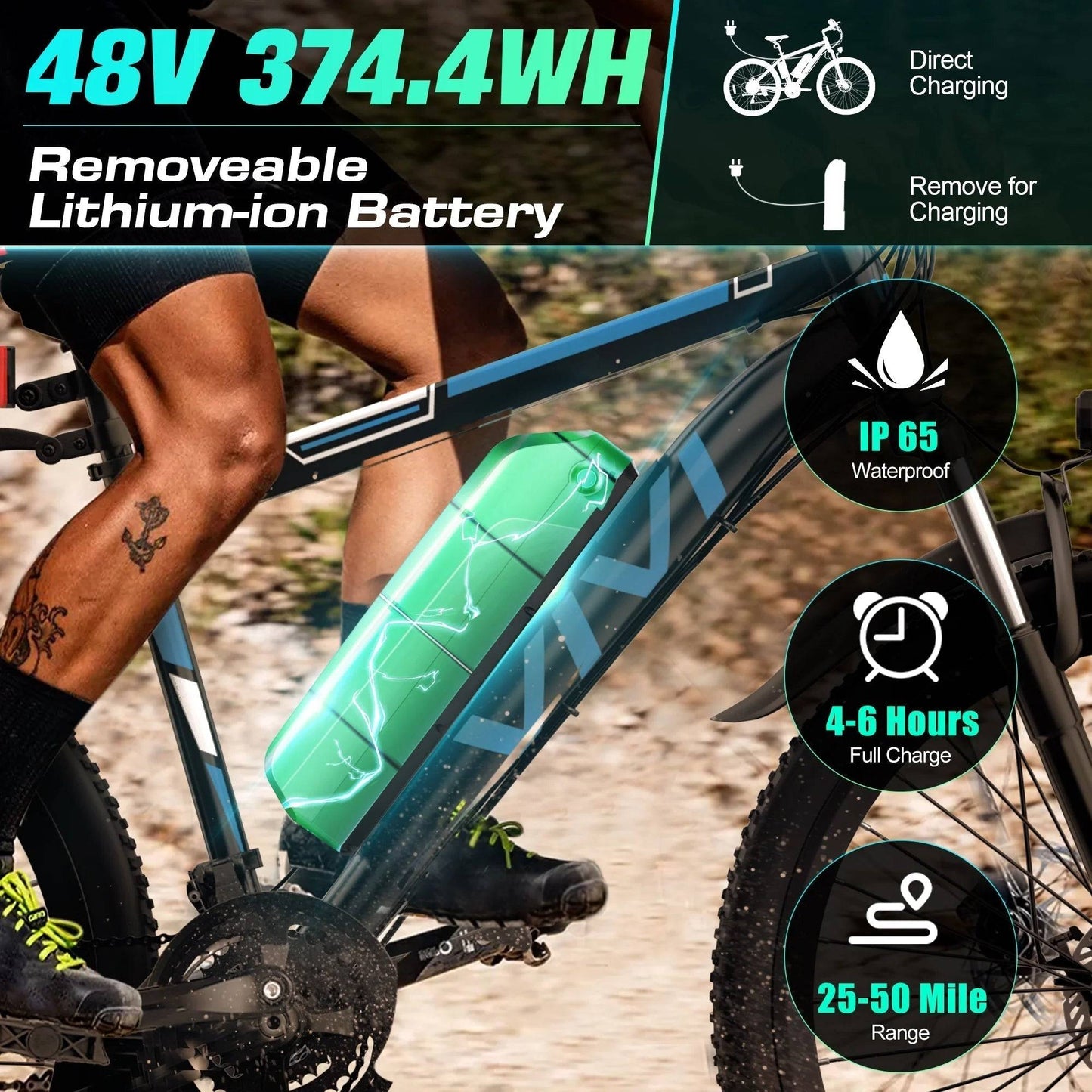 Electric Bike 26" Adult Electric Mountain Bike 48V 500W Hardtail Electric Commuter Bike 21 Speed with Cruise Control up to 19.8MPH, UL2849 Certified -