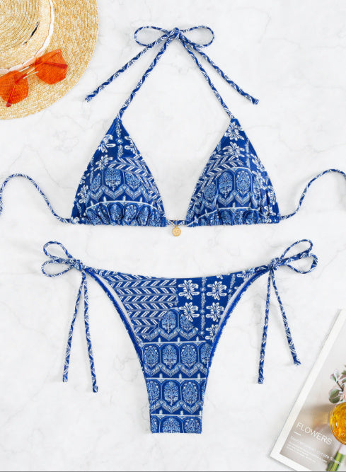 Split Bikini Swimsuit - Printing & Stitching Details