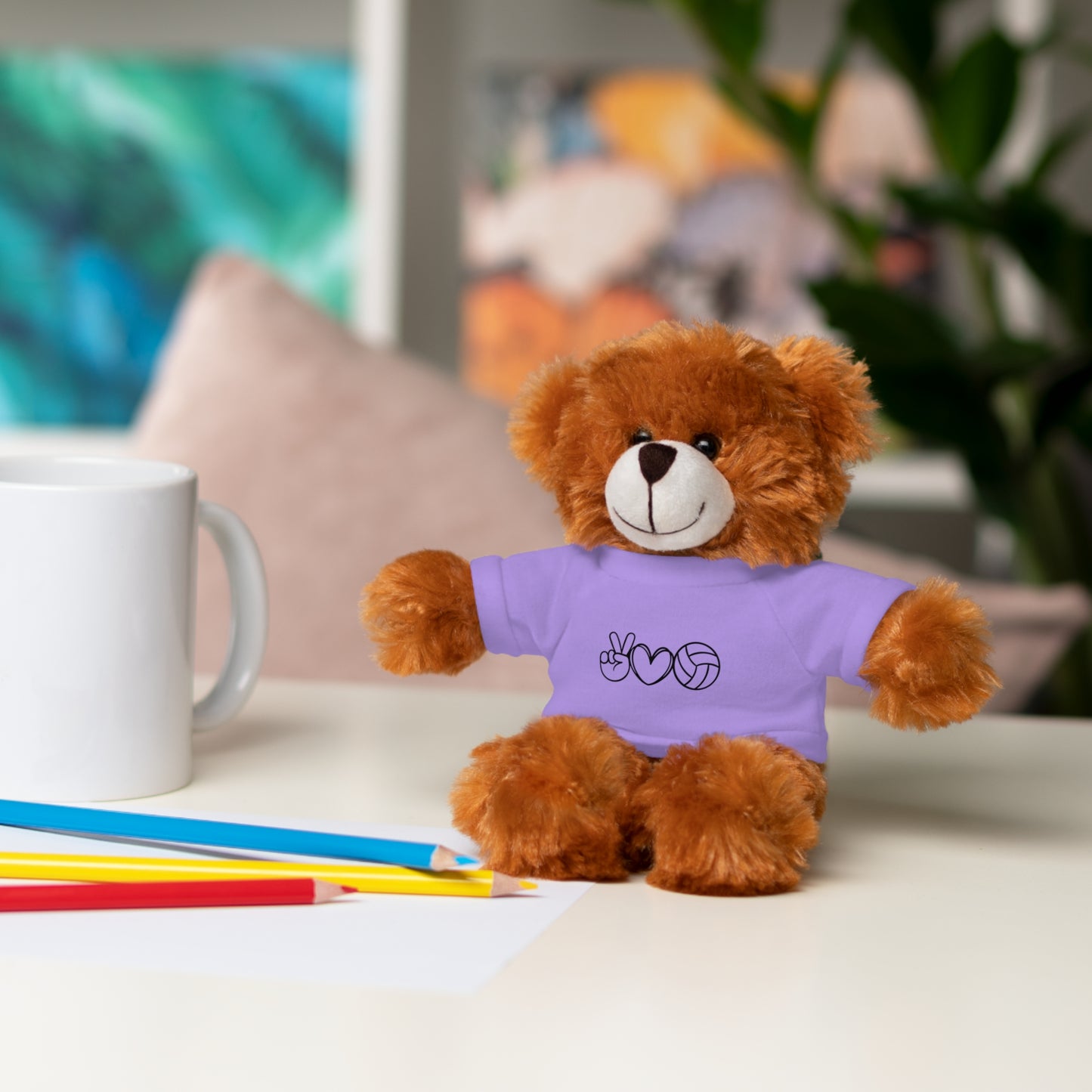 Cute Volleyball Teddy Bear with Tee, Stuffed Animal Gift