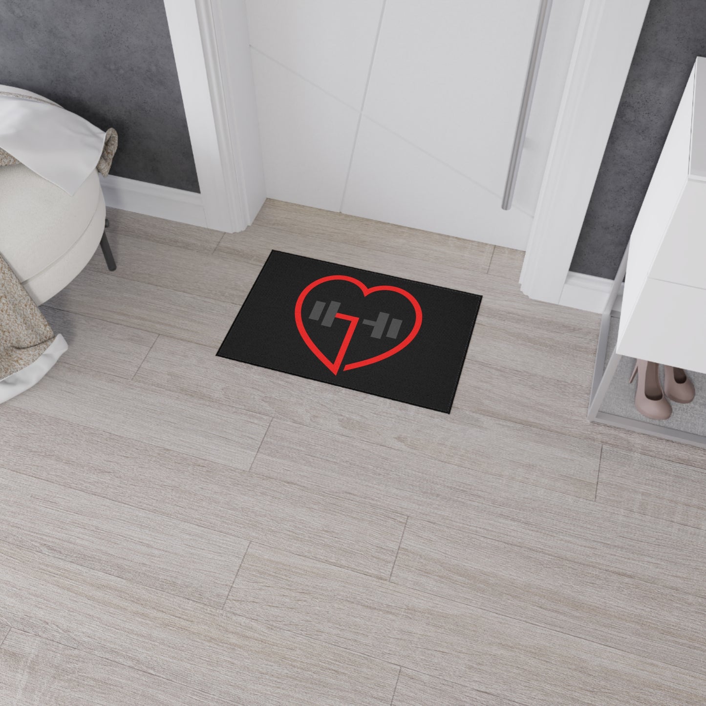 Heart Shape Weightlifting Floor Mat, Gym Decor, Exercise Area Rug, Fitness Floor Covering