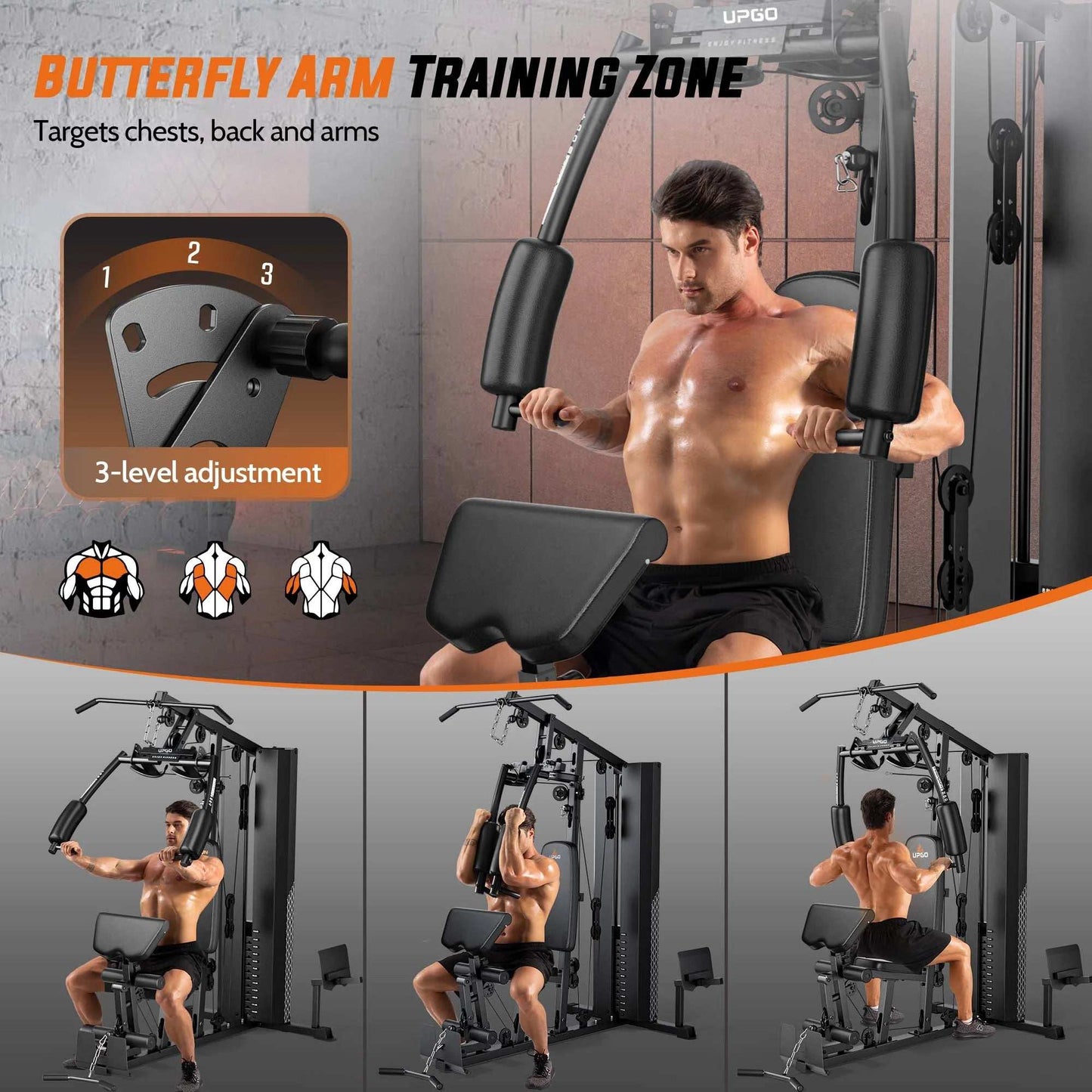 Home Gym Workout Station with 154 lbs Weight Stack, Leg Press & Preacher Curl Pad -