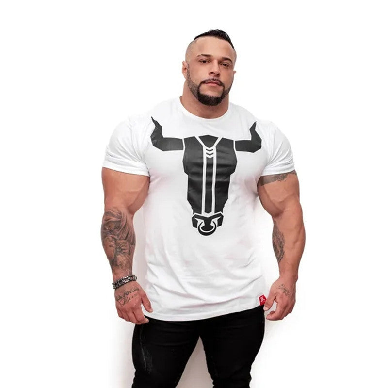 Men's Muscular Fitness Short-Sleeved Stretch Round Neck T-Shirt – Hot Style