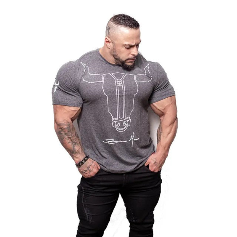 Men's Muscular Fitness Short-Sleeved Stretch Round Neck T-Shirt – Hot Style