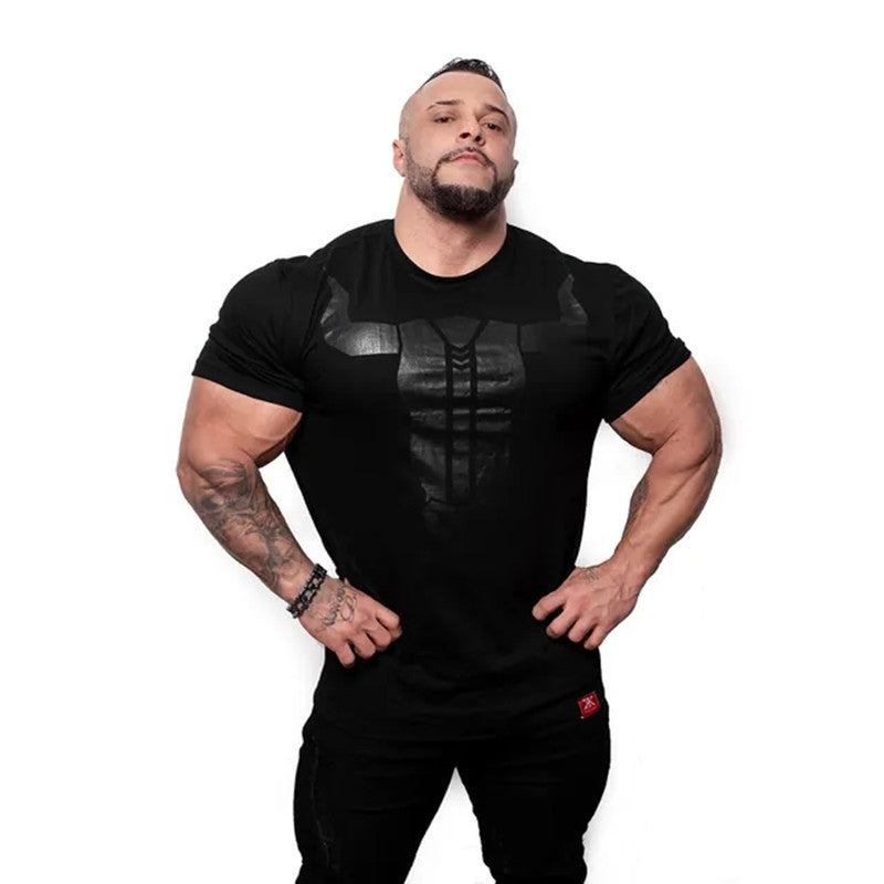 Men's Muscular Fitness Short-Sleeved Stretch Round Neck T-Shirt – Hot Style