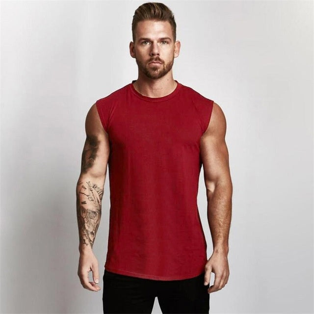 Men's Gym Tank Top - Cotton Sleeveless Fitness Shirt for Optimal Comfort -