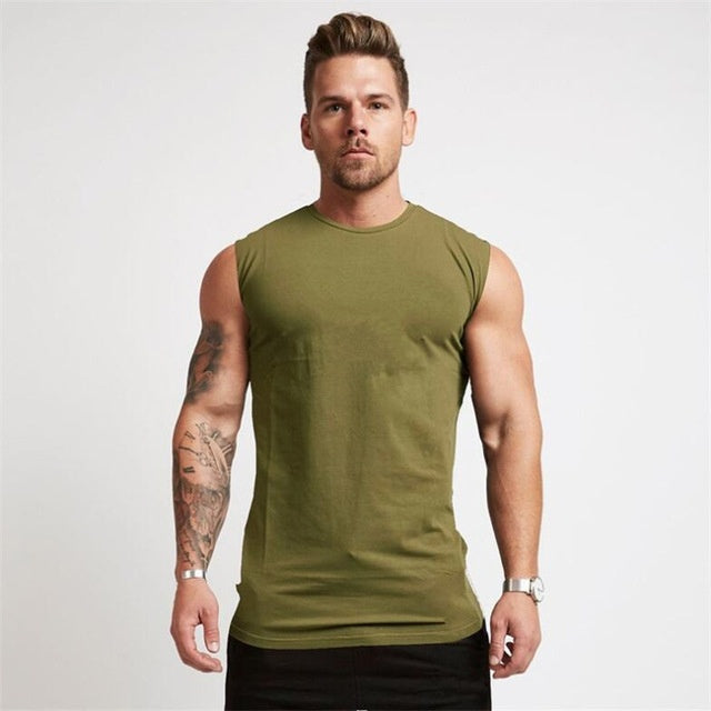 Men's Gym Tank Top - Cotton Sleeveless Fitness Shirt for Optimal Comfort -