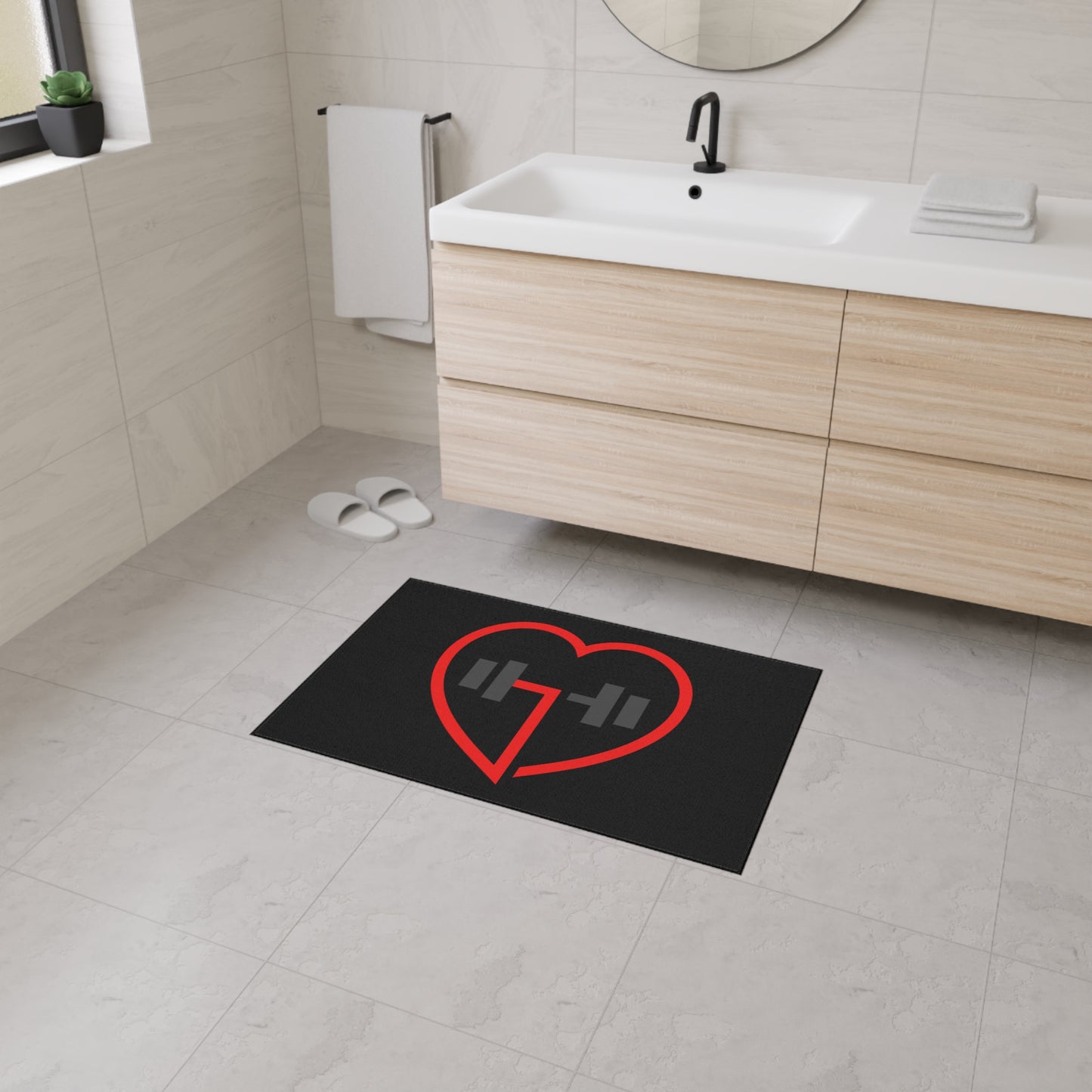 Heart Shape Weightlifting Floor Mat, Gym Decor, Exercise Area Rug, Fitness Floor Covering