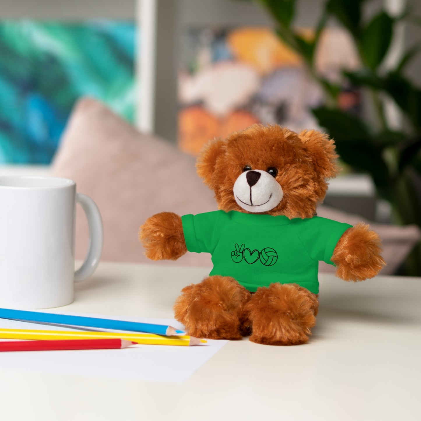 Cute Volleyball Teddy Bear with Tee, Stuffed Animal Gift