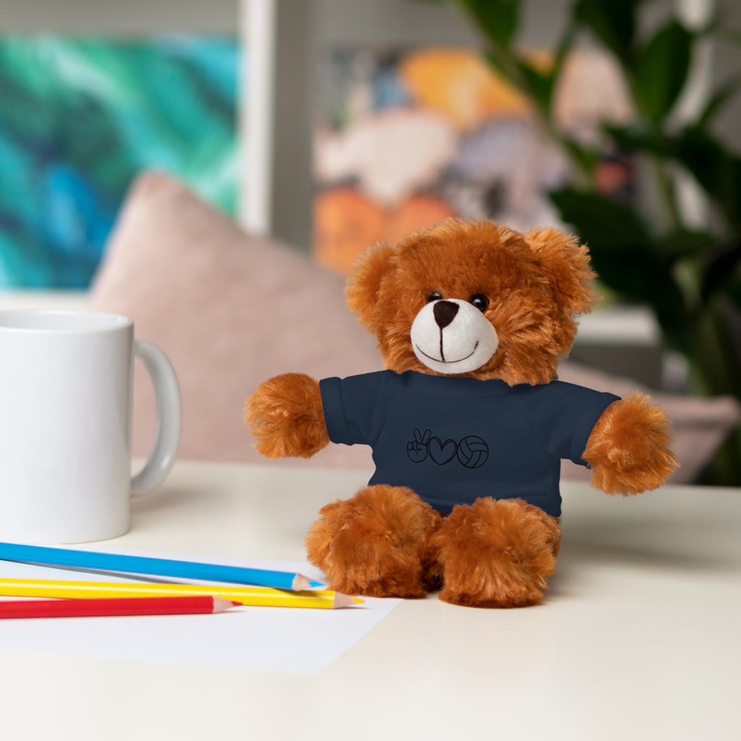 Cute Volleyball Teddy Bear with Tee, Stuffed Animal Gift