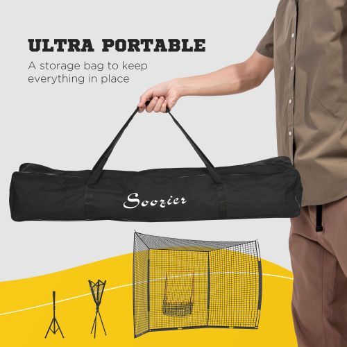 Soozier 17' x 5.5' Baseball Net with Strike Zone, Tee, Caddy, and Carry Bag