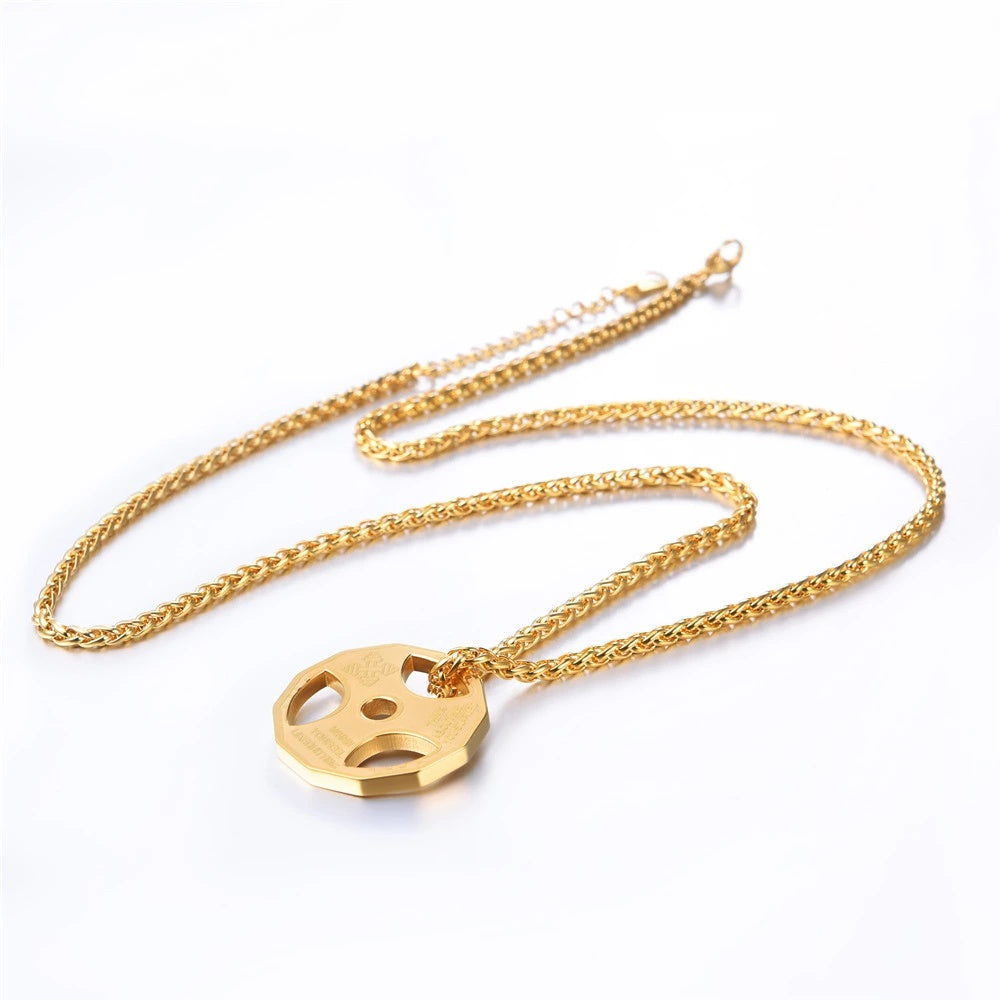 U7 Sport Jewelry Stainless Steel Men Fitness Barbell Gym Necklace