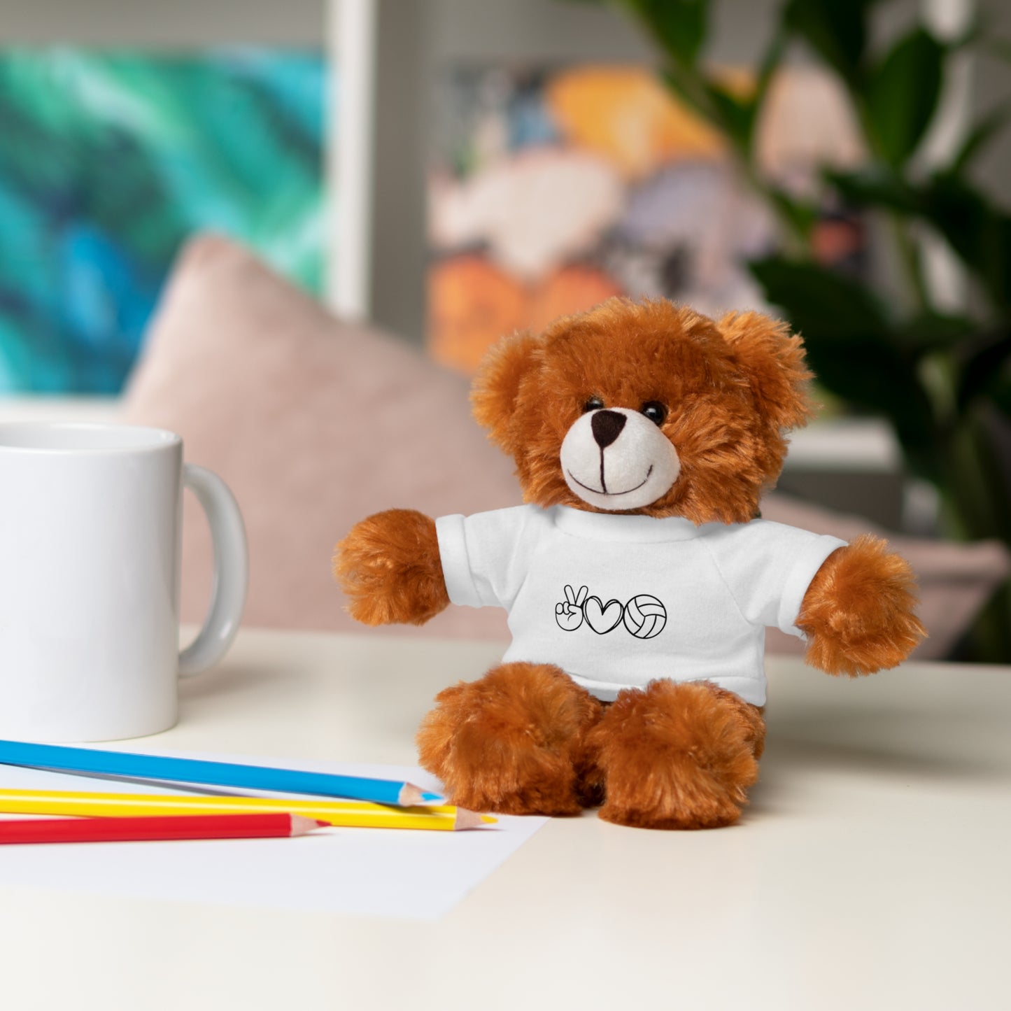 Cute Volleyball Teddy Bear with Tee, Stuffed Animal Gift