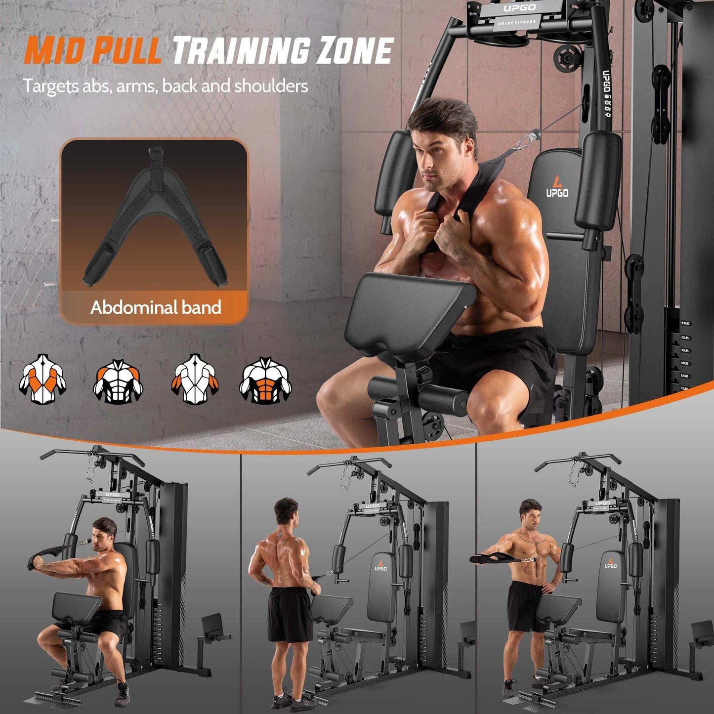 Home Gym Workout Station with 154 lbs Weight Stack, Leg Press & Preacher Curl Pad -