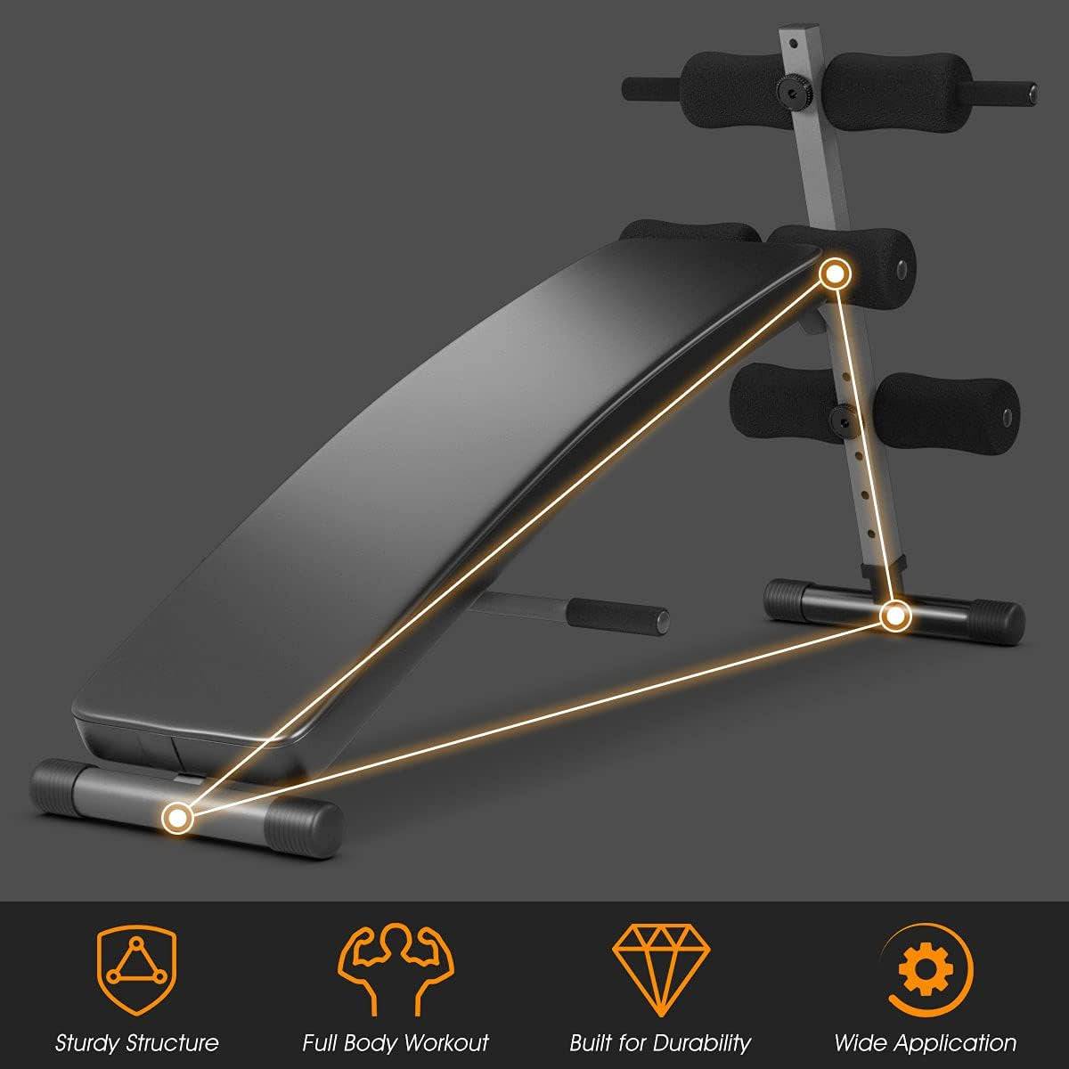 Sit Up Bench Adjustable for Home Workouts - Essential Fitness Equipment for Strength Training with Adjustable Sit Up Bench -