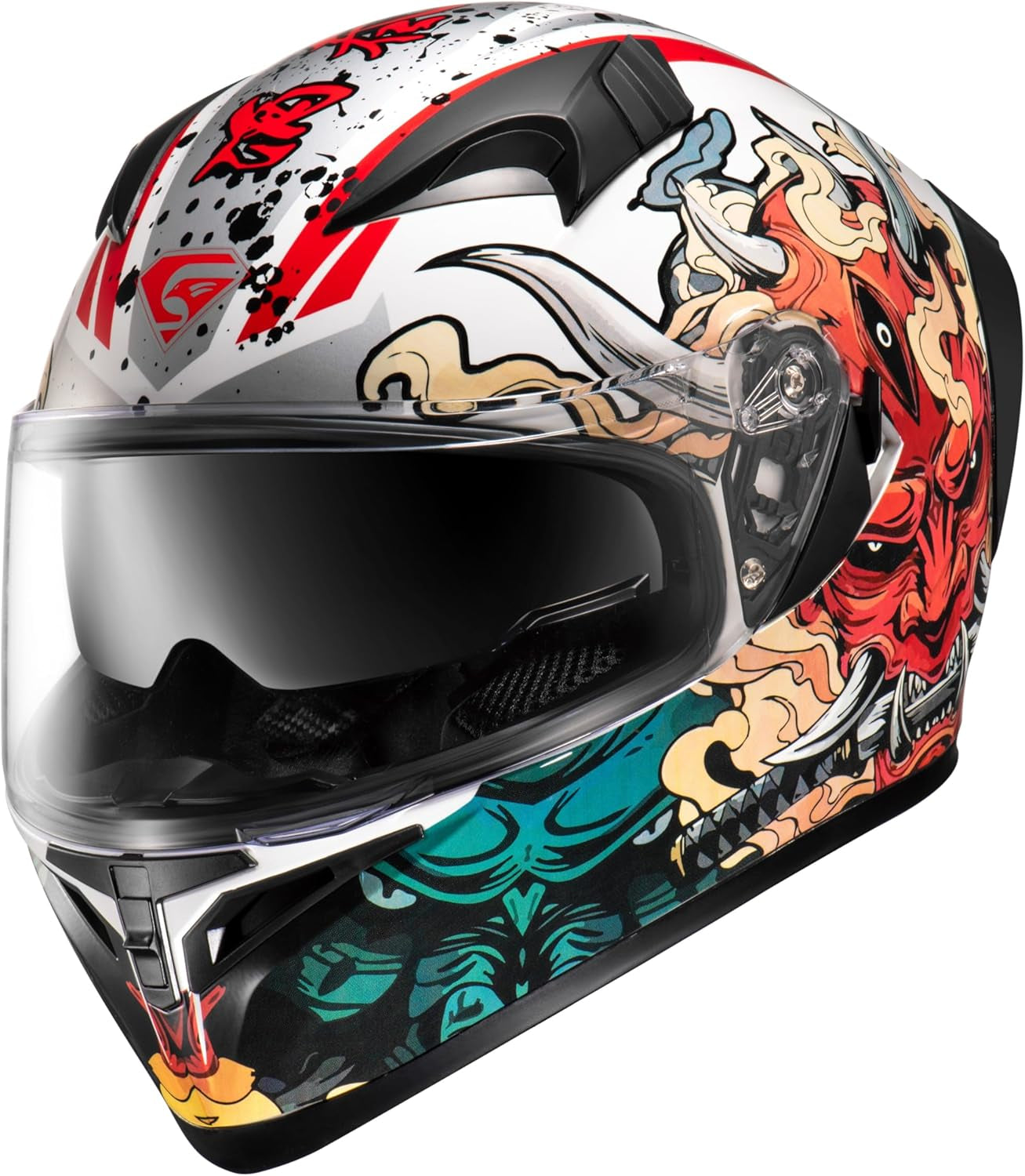 Full Face Motorcycle Helmet with Internal Tinted Visor & DOT Approved for Moped ATV Cruiser Scooter (Matt Red, Large)