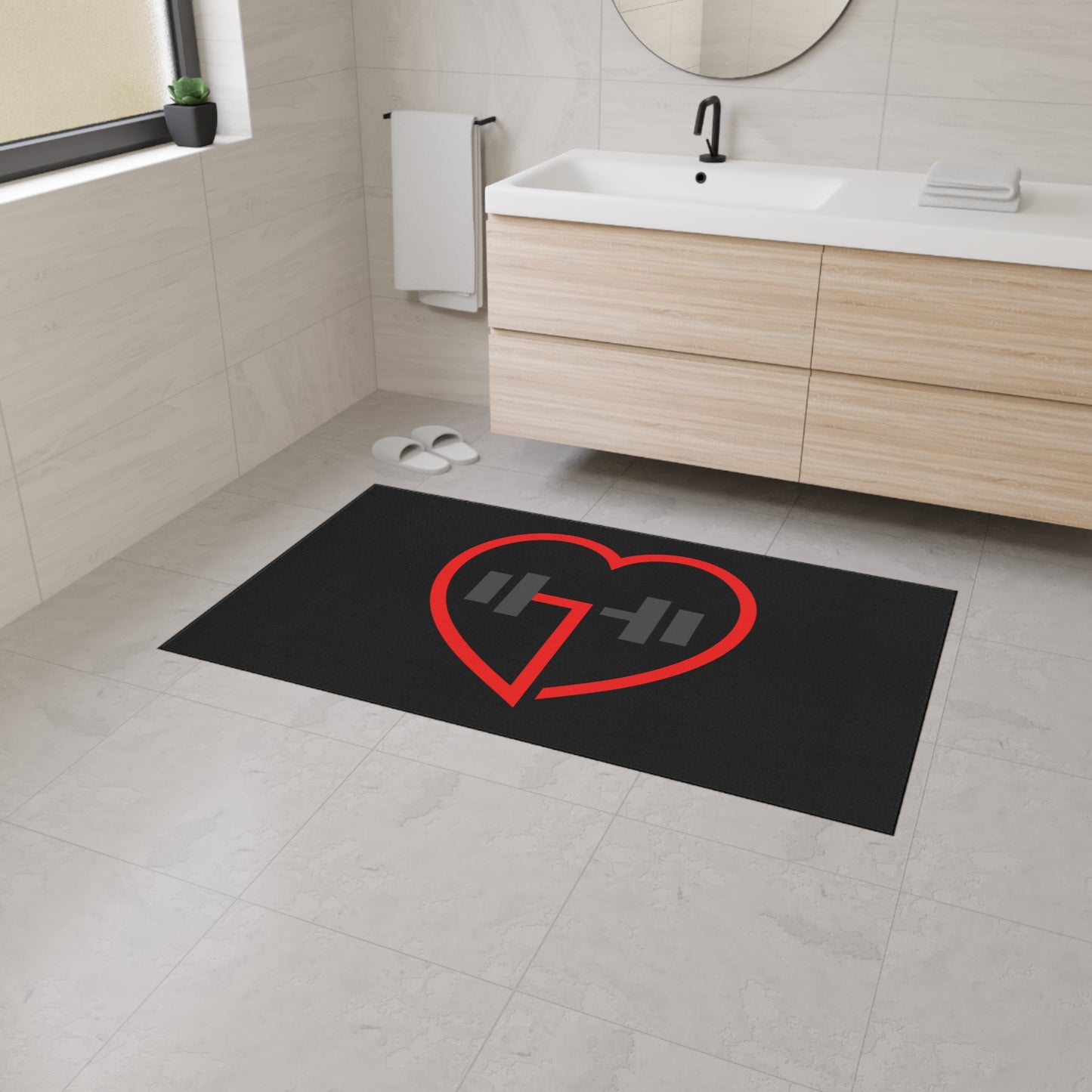 Heart Shape Weightlifting Floor Mat, Gym Decor, Exercise Area Rug, Fitness Floor Covering