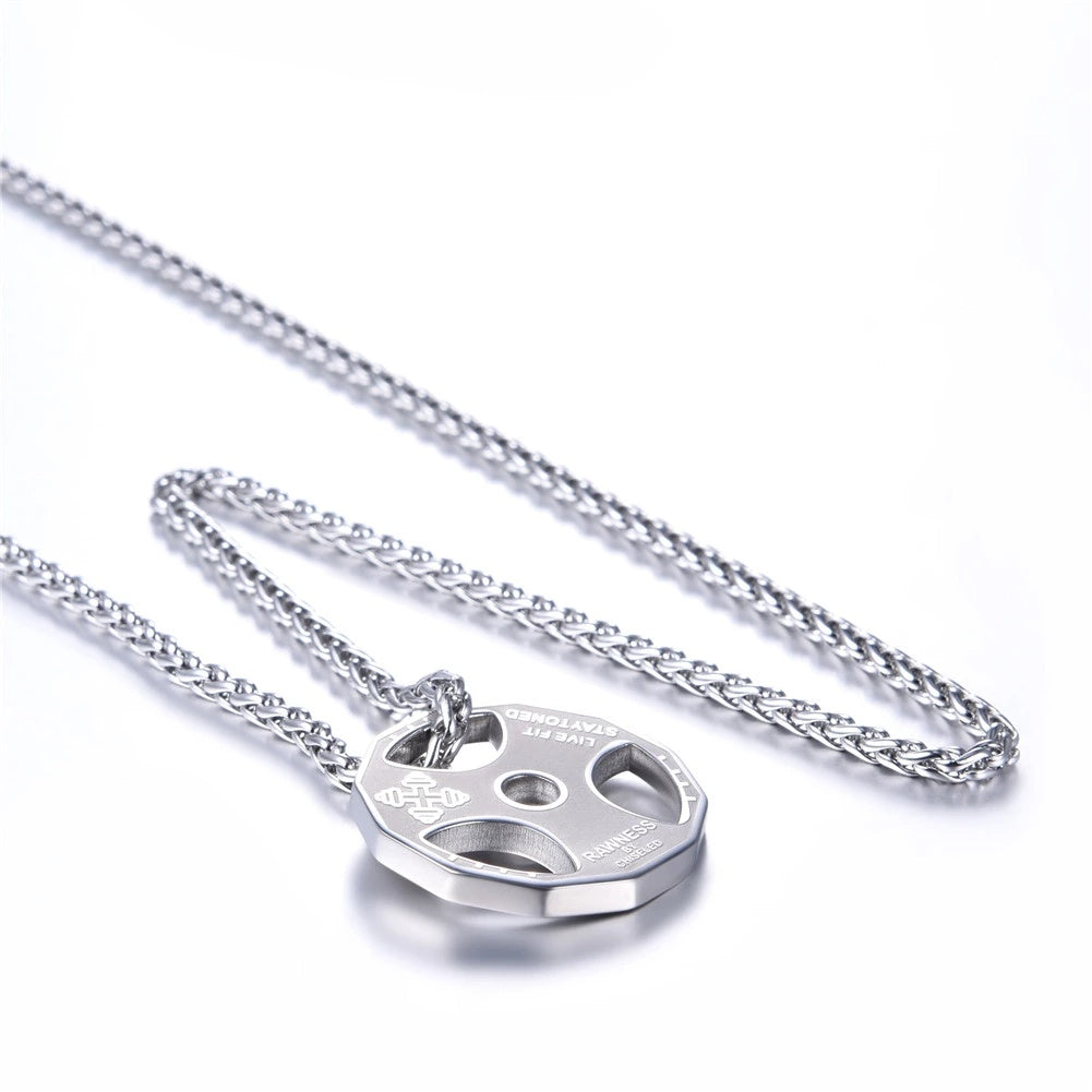 U7 Sport Jewelry Stainless Steel Men Fitness Barbell Gym Necklace