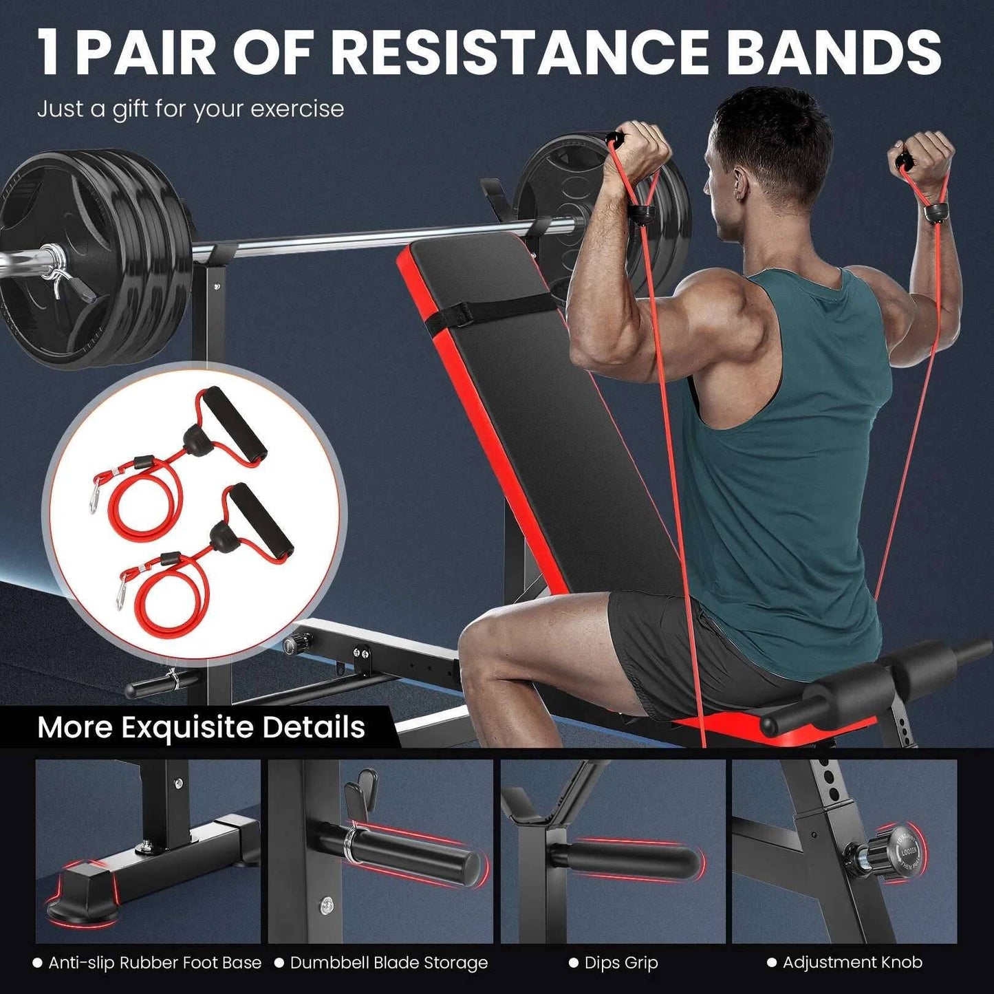 Adjustable Weight Bench Set - 6 in 1 Bench Press for Versatile Workout -