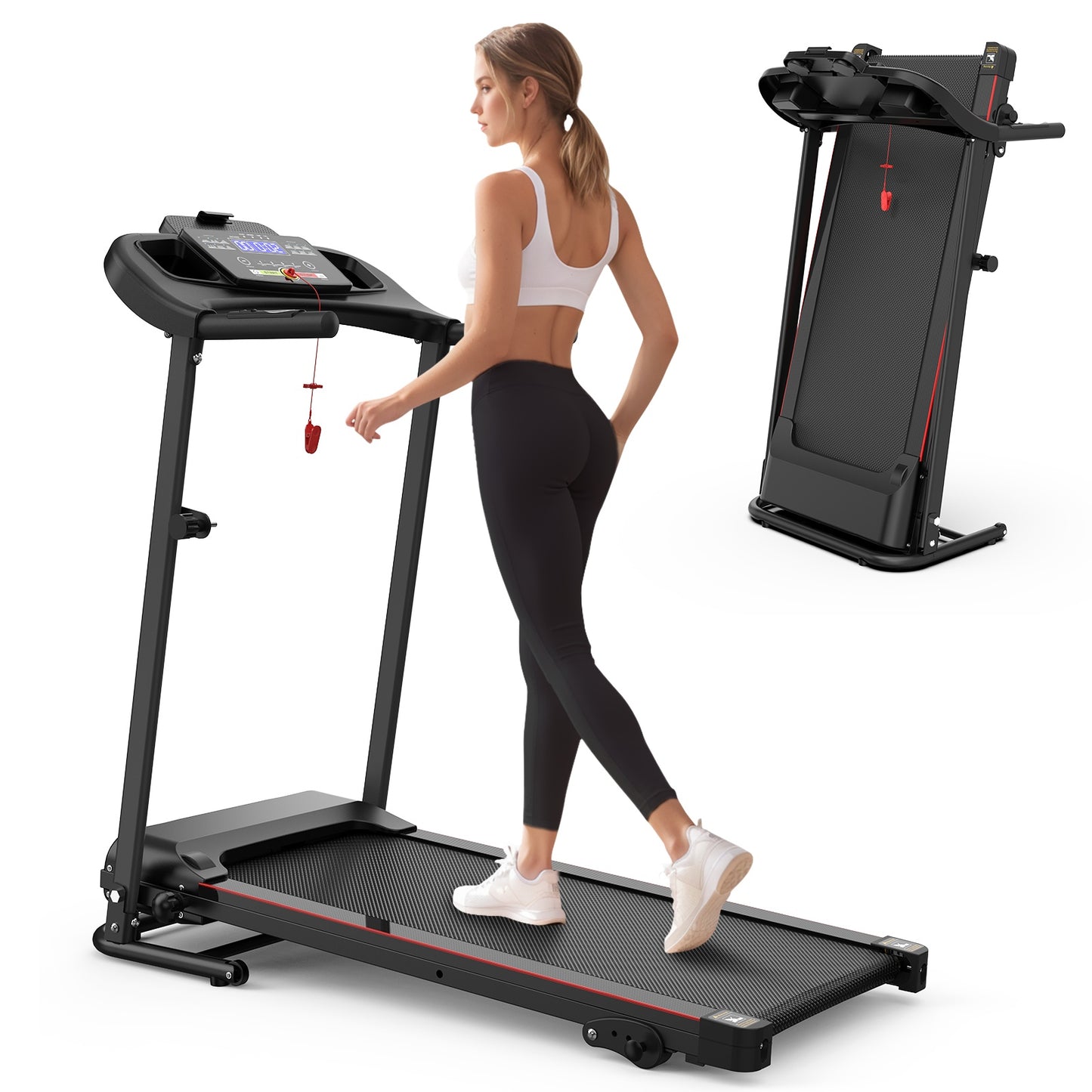 Foldable Treadmill with 2.5HP Motor, 12 Programs & 3-Level Incline