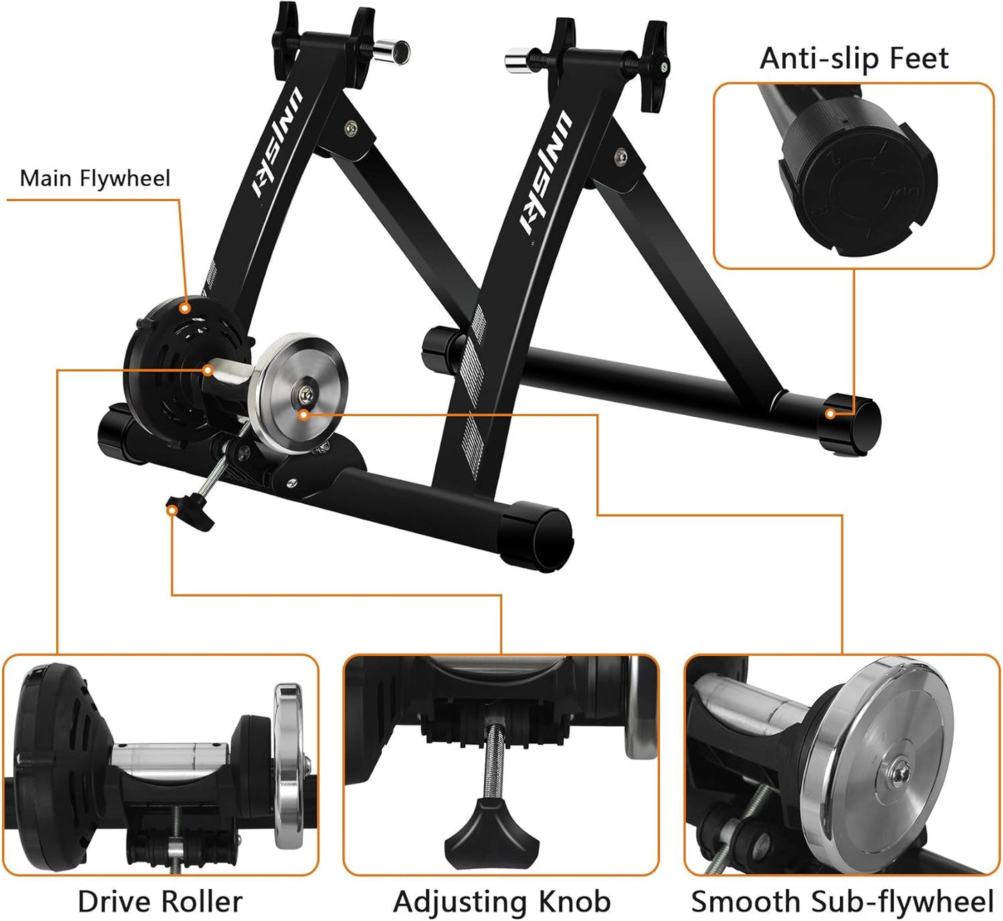 Bike Trainer Stand Indoor Bicycle Stand with Noise Reduction Magnetic Stationary Stand Fits for 26-28Inch, 700C Wheel