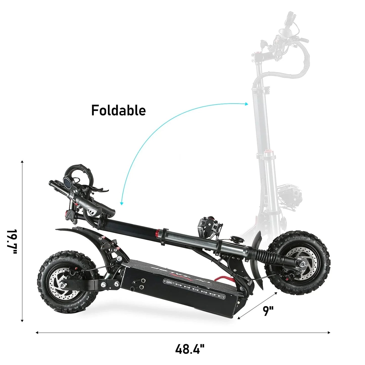 Electric Scooter, Folding Scooter, Dual Motor 60V27AH Battery, Dual Disc Hydraulic Oil Brake, Dual Shock Absorption, with Seat