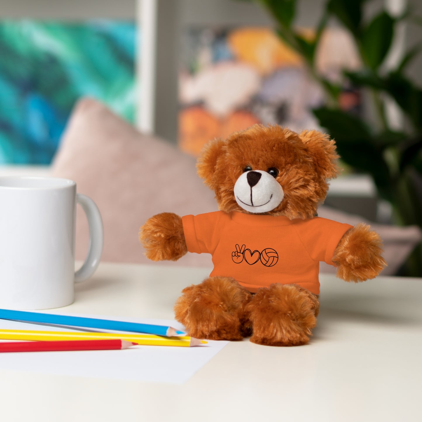 Cute Volleyball Teddy Bear with Tee, Stuffed Animal Gift