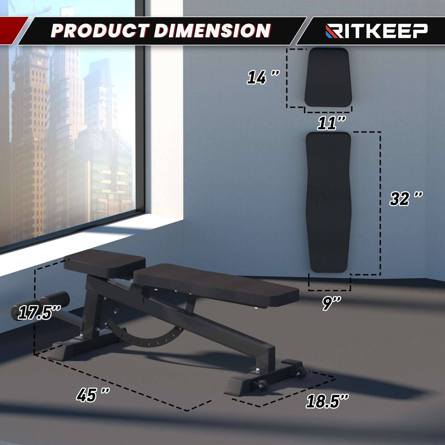 Foldable Adjustable Weight Bench with Leg Attachment for Versatile Workouts -