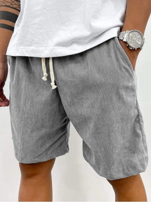 Men's Shorts Corduroy Drawstring Casual Pockets Summer Pants -