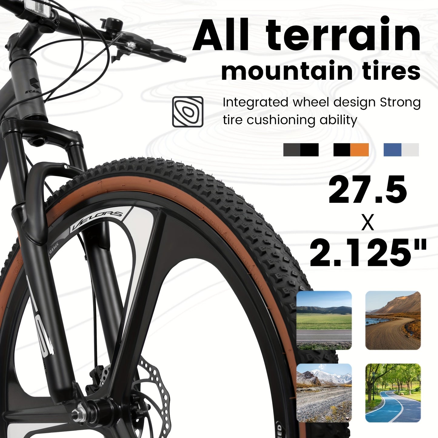 27.5" Mountain Bike - 21-Speed Dual Disc Brake Road Bicycle