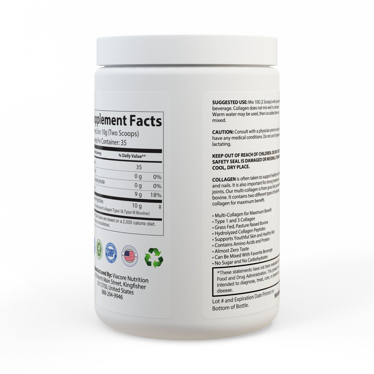 Collagen Peptides Type I & III Supplement - 350g (12.3oz) | Premium Collagen Peptides Supplement