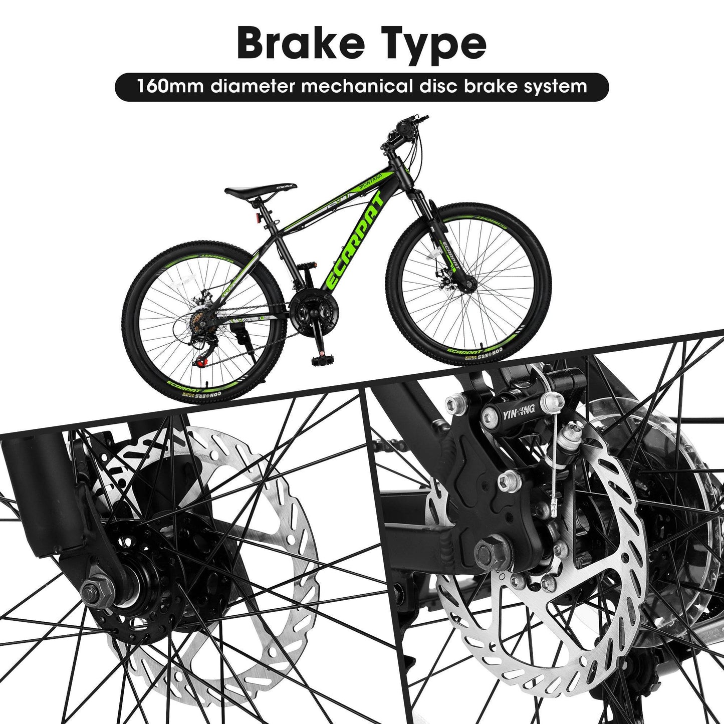 Mountain Bike 24 Inch Aluminum Frame with Shimano 21-Speed Gear System -