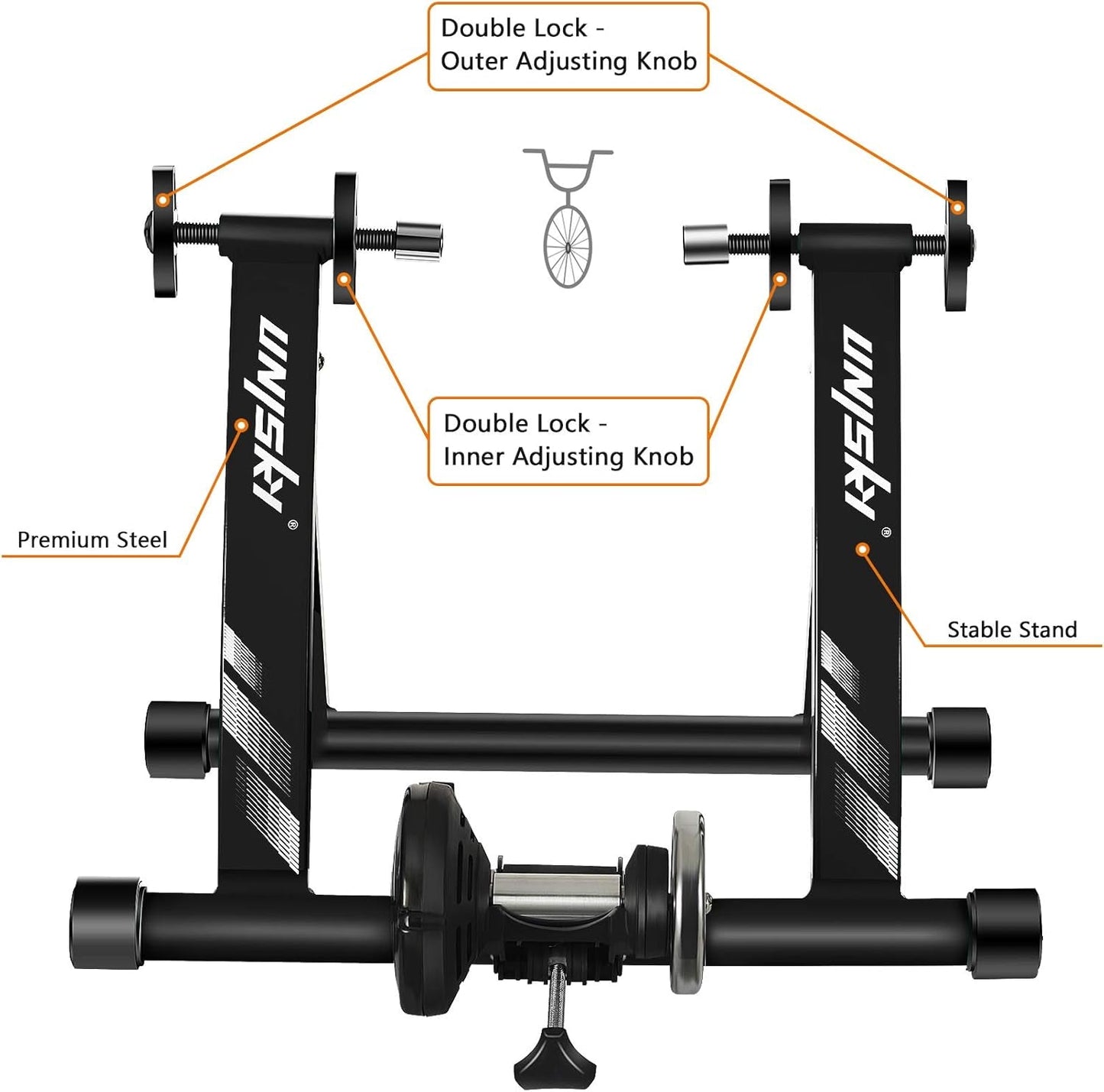 Bike Trainer Stand Indoor Bicycle Stand with Noise Reduction Magnetic Stationary Stand Fits for 26-28Inch, 700C Wheel
