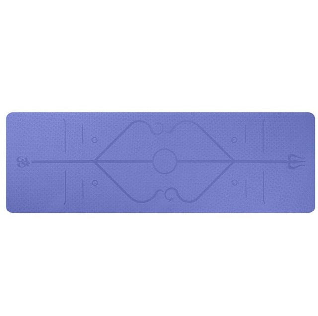 Non-Slip TPE Yoga Mat with Position Lines - Perfect for Beginners