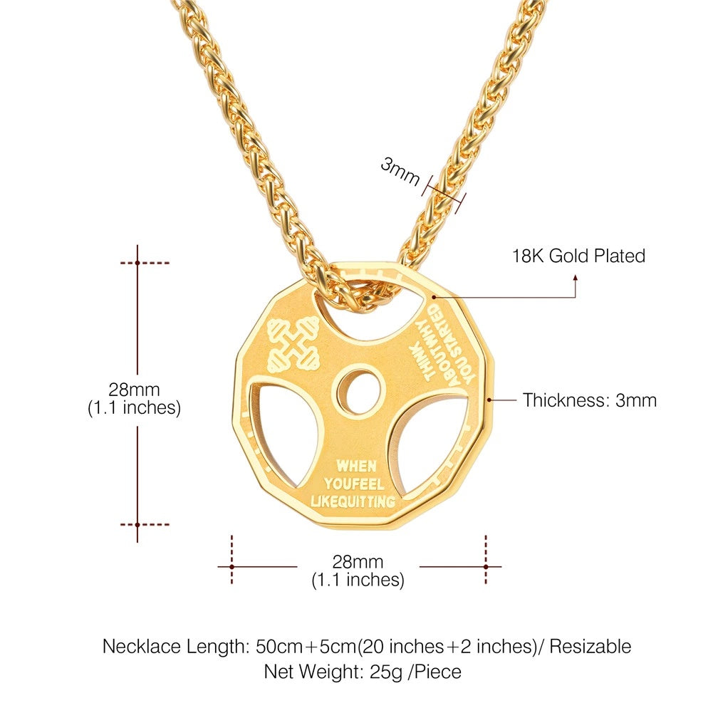 U7 Sport Jewelry Stainless Steel Men Fitness Barbell Gym Necklace